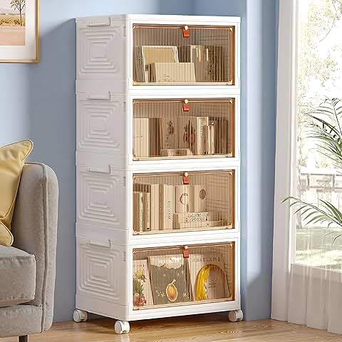 4-Tier Stackable Storage Bins with Lids and Wheels