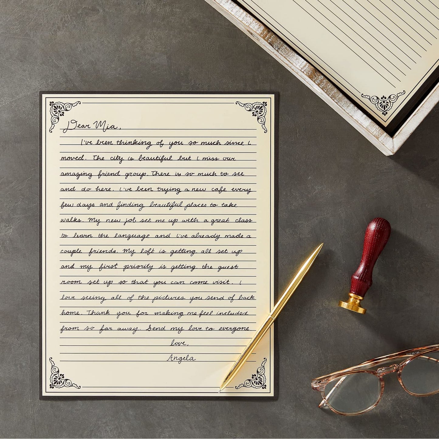 Vintage lined letter paper, 96 sheets, cream, 8.5 x 11