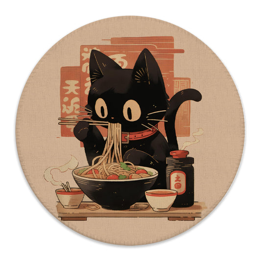 Vintage Cat Noodle Mouse Pad for Desk, 7.9x7.9 Inch