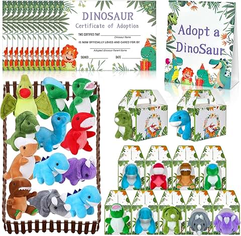 Dinosaur Party Favors with Plush Toys and Cards