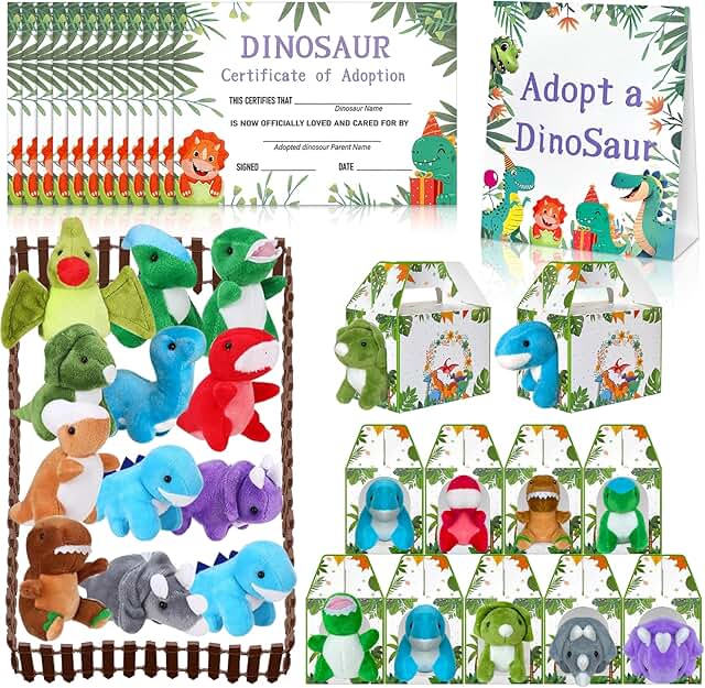 Dinosaur Party Favors with Plush Toys and Cards