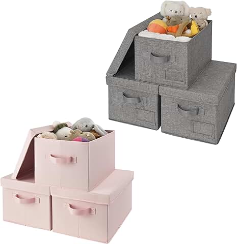 Bundle of 3 Fabric Storage Bins with Lids