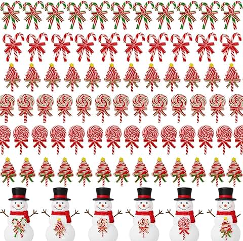 Set of 60 Mini Christmas Lollipop Candy Resin Charms