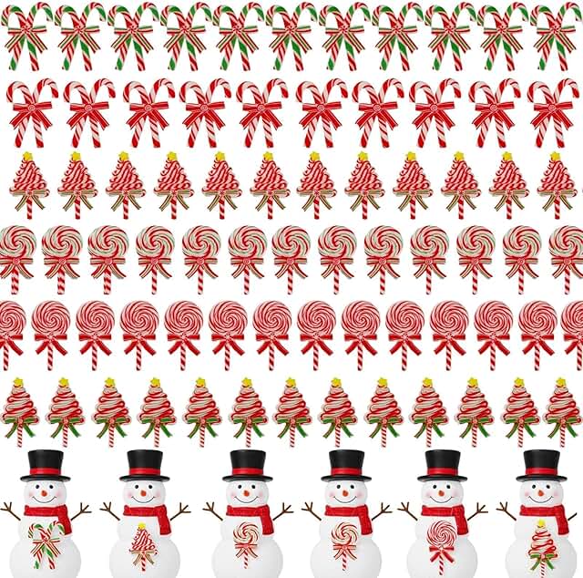 Set of 60 Mini Christmas Lollipop Candy Resin Charms