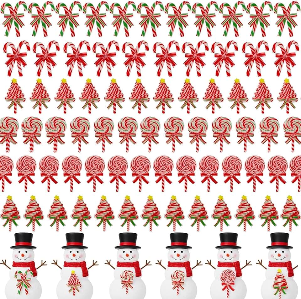 Set of 60 Mini Christmas Lollipop Candy Resin Charms