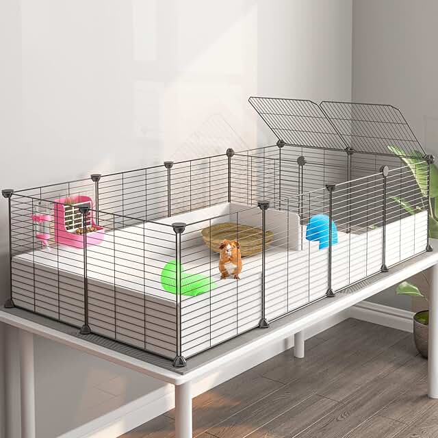 Indoor Guinea Pig Cage with Waterproof Bottom and Playpen