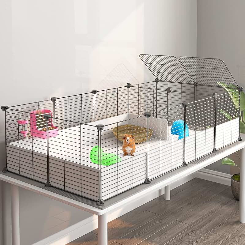 Indoor Guinea Pig Cage with Waterproof Bottom and Playpen