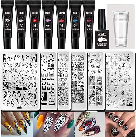 Nail Stamping Kit with 7 Gel Plates and Scrapers