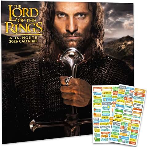 The Lord of the Rings 2026 Wall Calendar with Reminder Stickers
