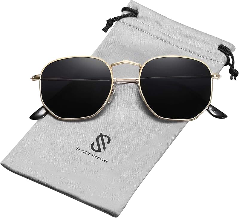 Small Square Polarized Sunglasses with Mirrored Lenses