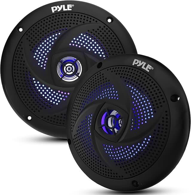 Waterproof 6.5-Inch Marine Speakers with LED Lights
