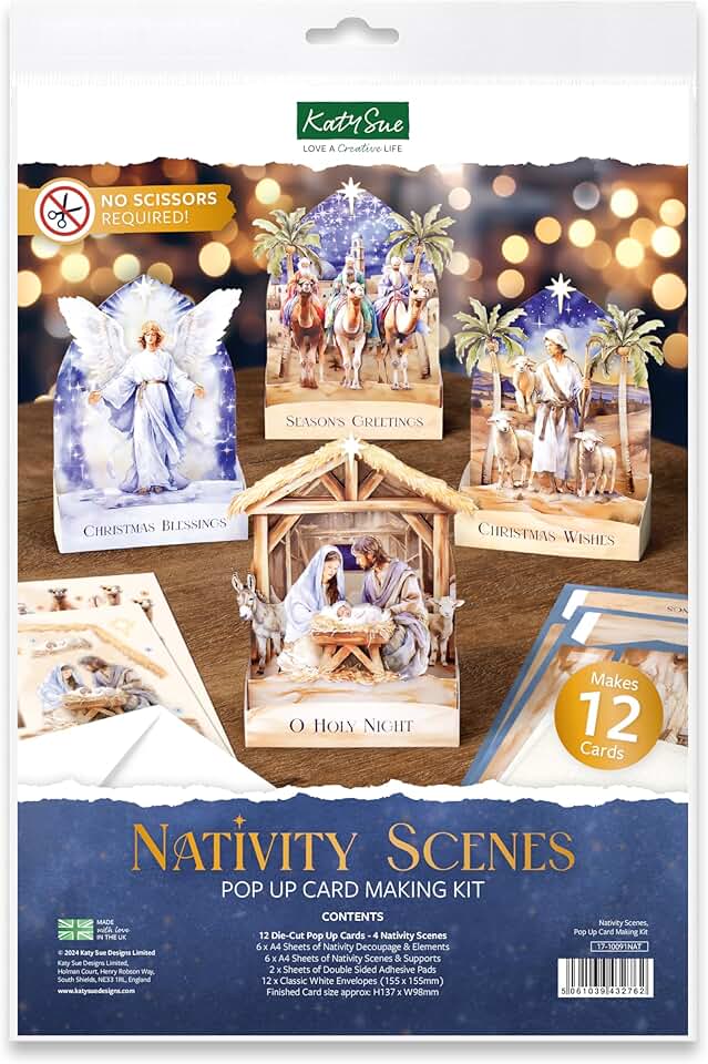 Nativity Scene Pop-Up Christmas Card Kit for Adults