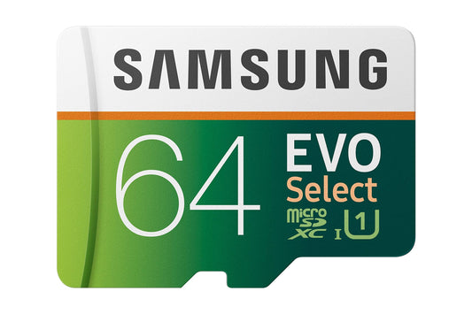 EVO Select 64GB microSDXC UHS-I U1 memory card with adapter