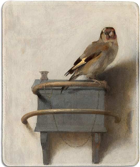 Art Mousepad with Bird Painting, 9.5x7.9 inches