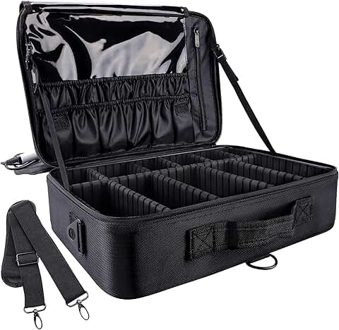 Large Capacity Travel Makeup Case with Adjustable Dividers
