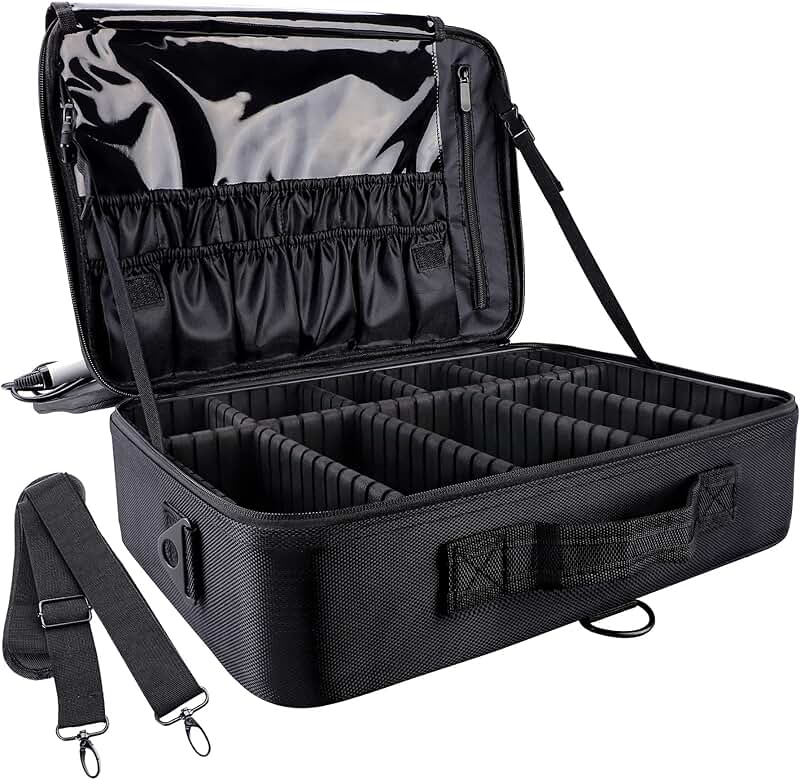 Large Capacity Travel Makeup Case with Adjustable Dividers