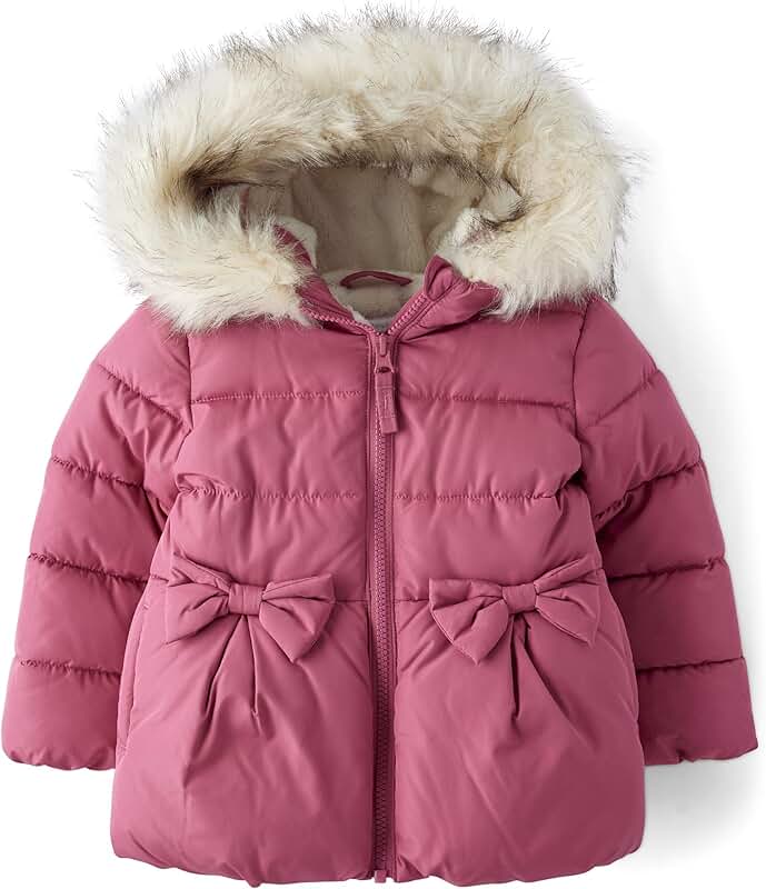 Baby Girls and Toddler Medium Weight Wind and Water-Resistant Puffer Jacket