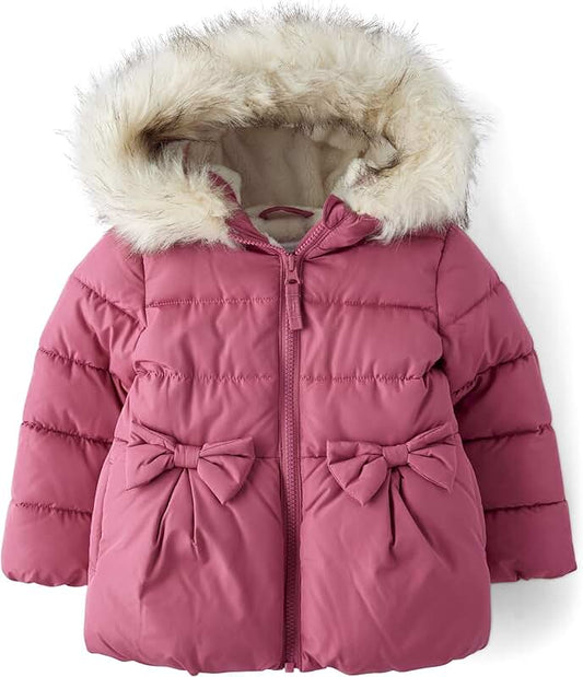 Baby Girls and Toddler Medium Weight Wind and Water-Resistant Puffer Jacket