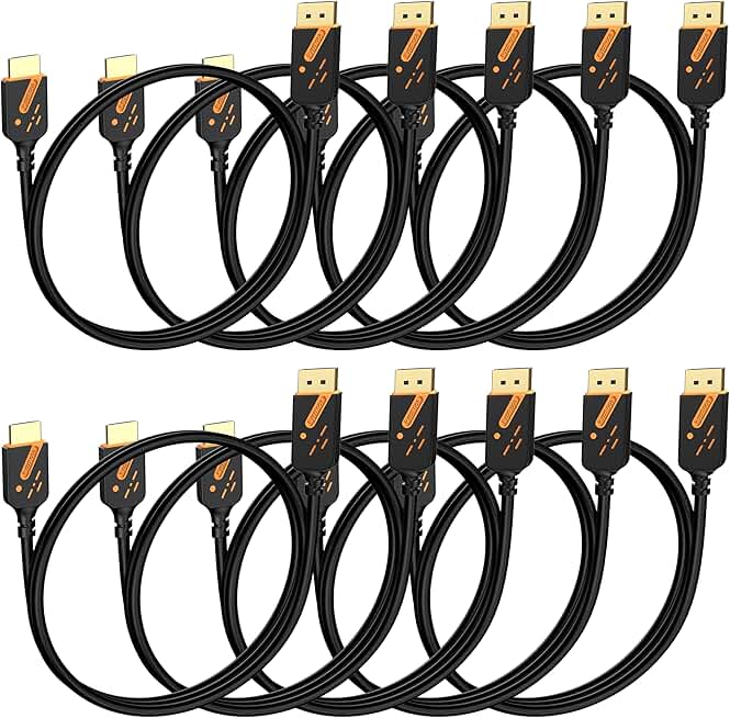 4K DisplayPort to HDMI Cable 3FT, 10-Pack