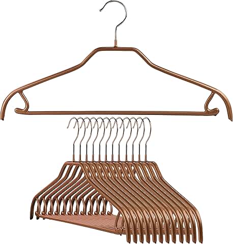 Set of 12 non-slip space-saving hangers with bar and hook