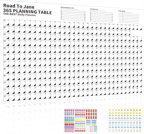 Yearly Wall Calendar with Stickers for Office or Home