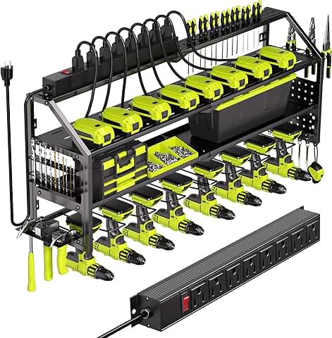 Wall Mount Power Tool Organizer with Charging Station