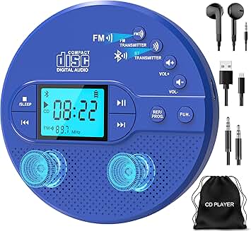 Portable CD Player with Bluetooth and FM Transmitter