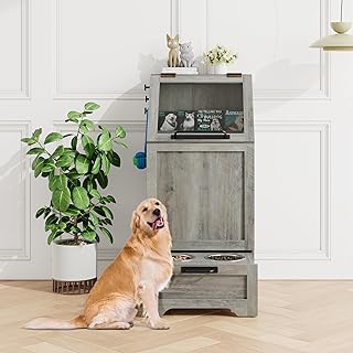 Dog Feeding Station with Storage and Bowls