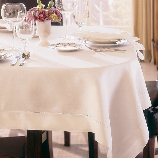 Clico Square Linen Tablecloth 90 inches x 90 inches White)