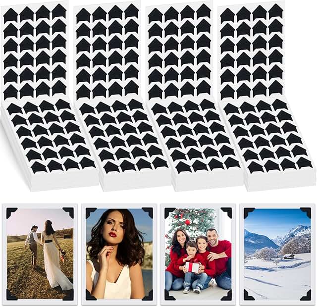 1200 Self-Adhesive Black Photo Corners for Scrapbooking