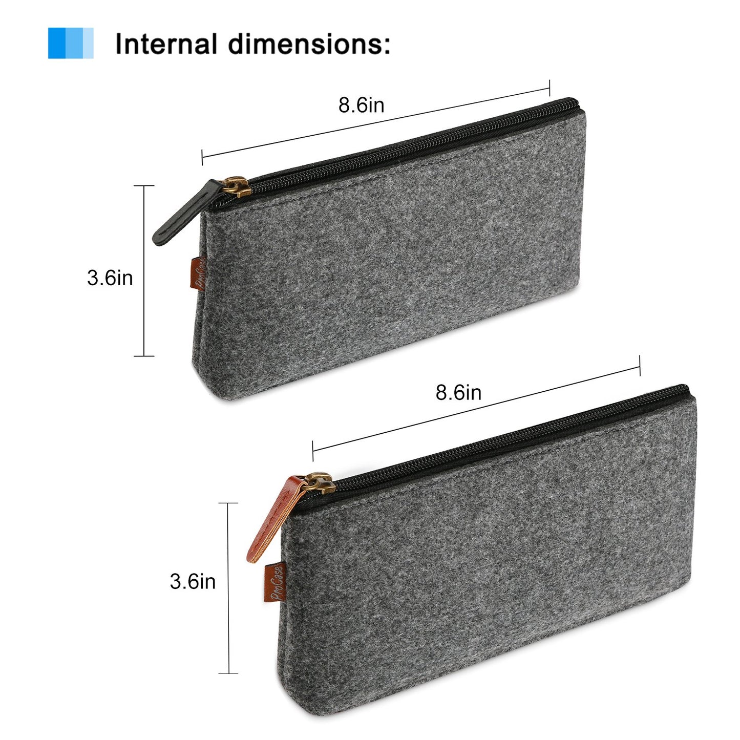 Two Felt Pencil Cases for Students and Office Supplies
