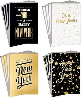 New Year Cards Assortment with 4 Designs and Envelopes