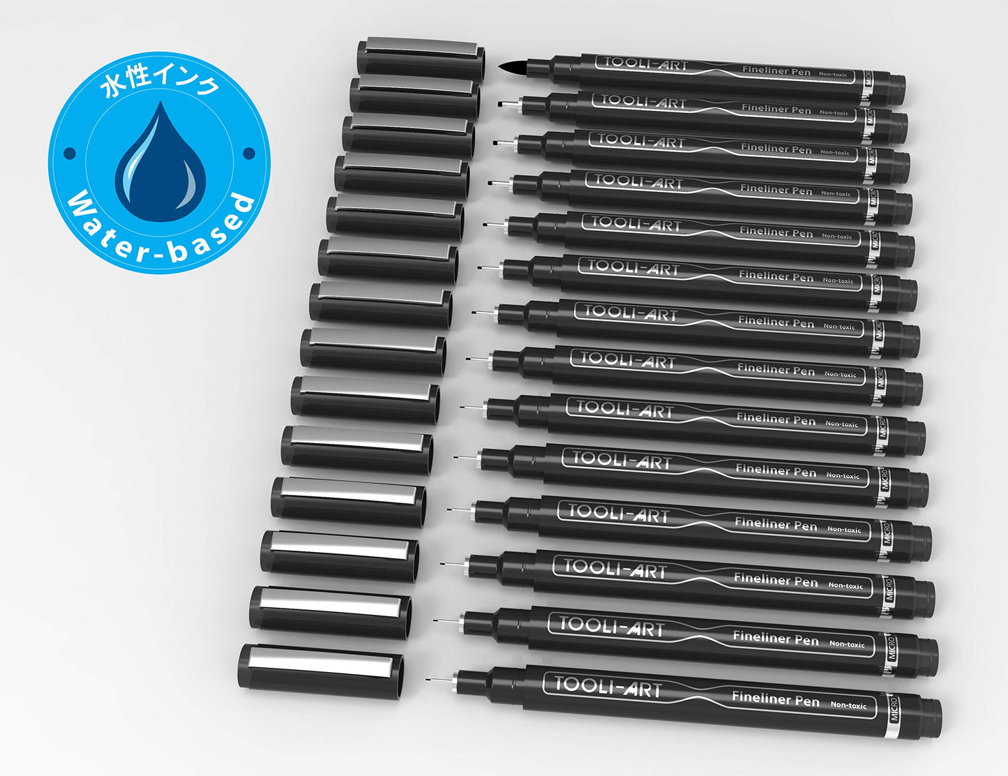 14 Microline Pens Set with Case Black
