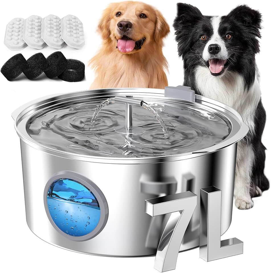 Large Stainless Steel Dog Water Fountain with Filters