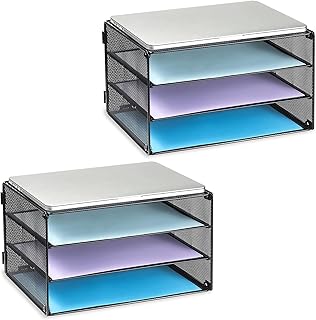 Three-Tier Metal Letter Tray Organizer, Pack of Two