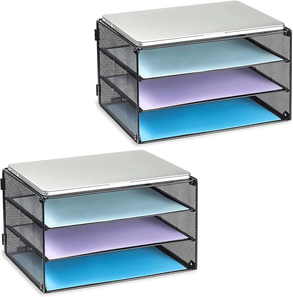 Three-Tier Metal Letter Tray Organizer, Pack of Two