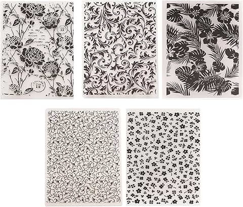 Set of 5 Plastic Embossing Folders for Card Making and Crafting