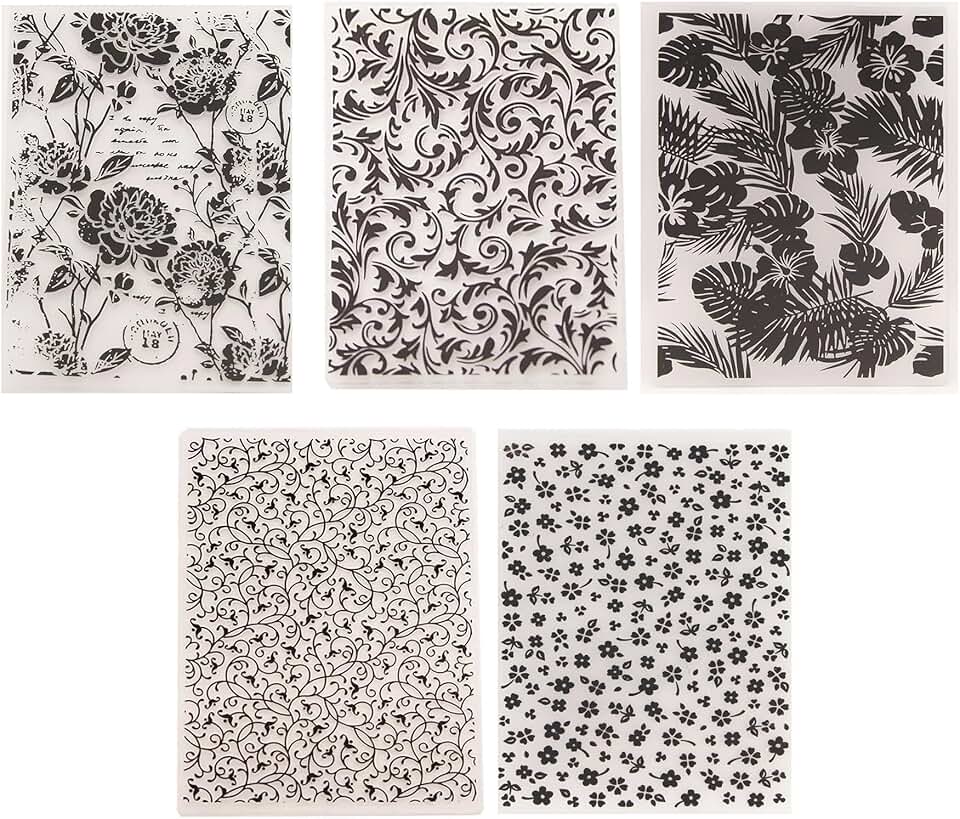Set of 5 Plastic Embossing Folders for Card Making and Crafting