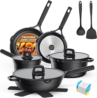 14-Piece Nonstick Cookware Set with Pour Spouts and Oven Safe