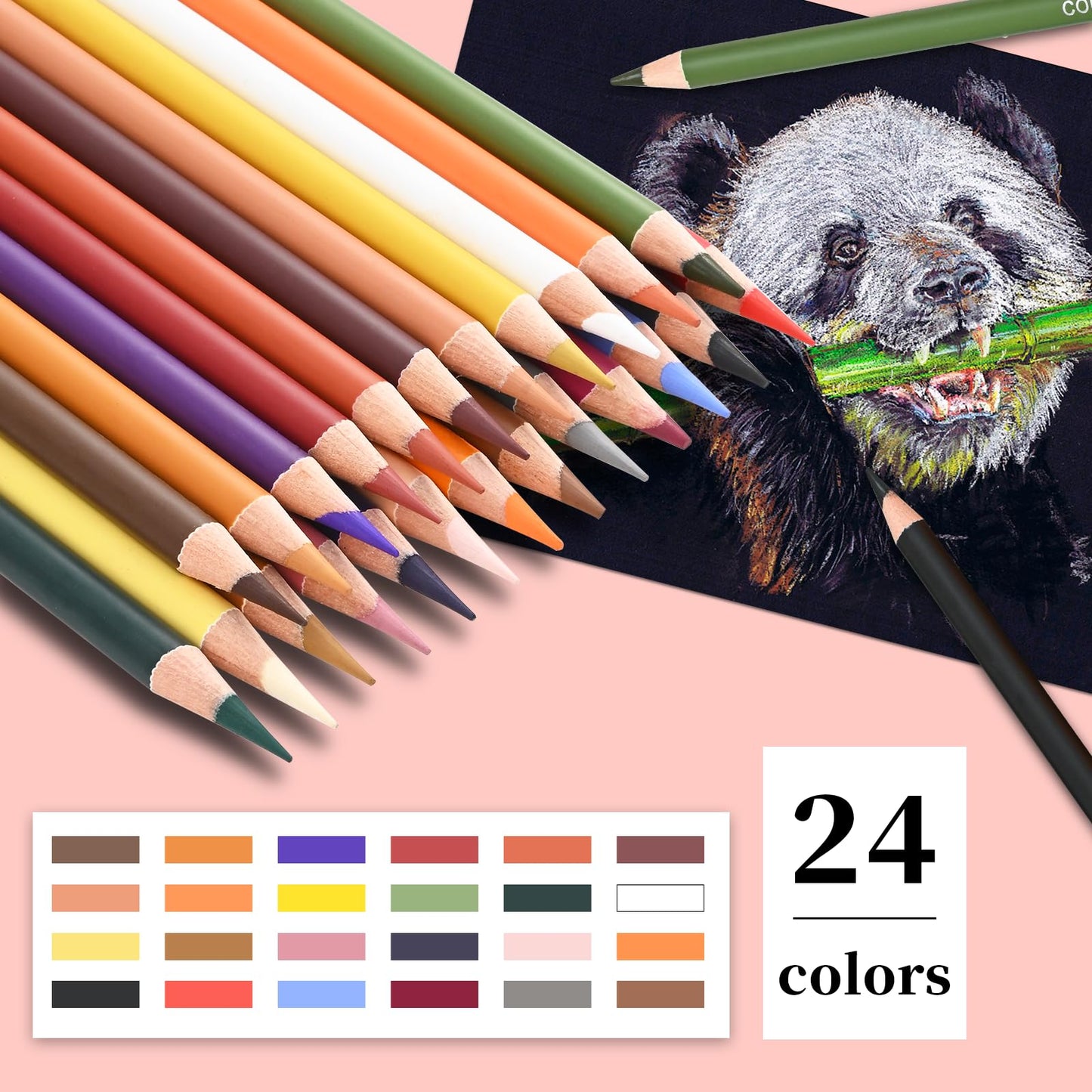 Pastel Chalk Colored Pencils Set of 24