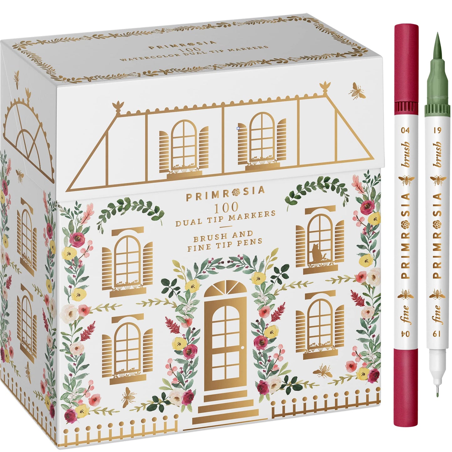 100 Dual Tip Watercolor Marker Pens Set