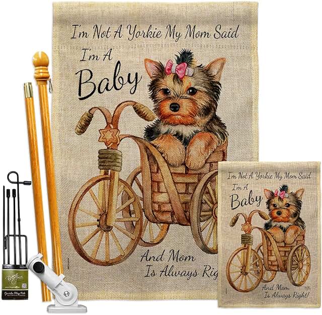 Baby Burlap Garden Flag with Dog and Animal Design