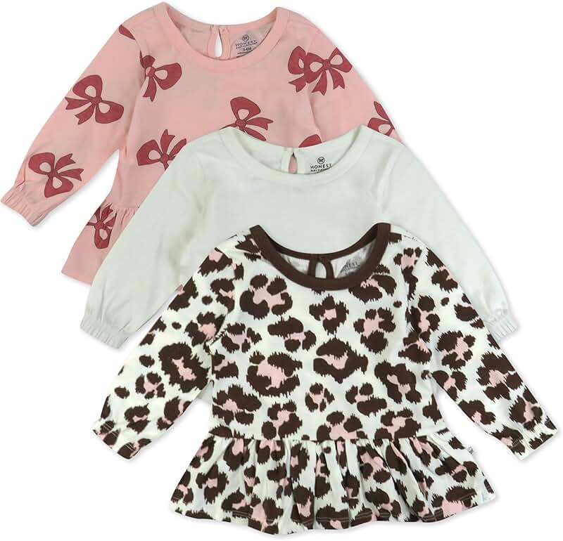 Three Organic Cotton Toddler Peplum T-Shirts