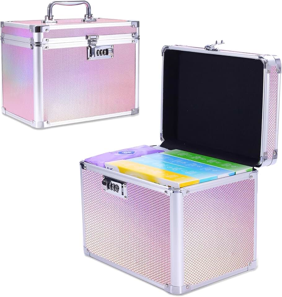 Pink Girls Makeup Organizer with Lock, Travel Size