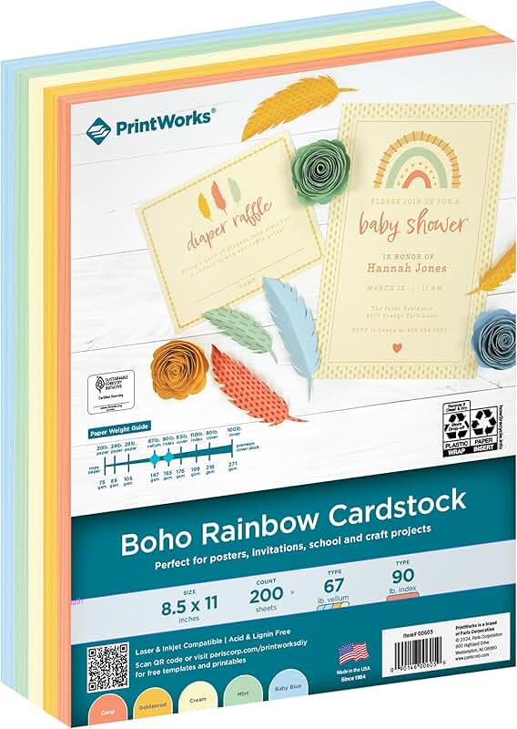 Boho Rainbow Cardstock, 8.5" x 11", 200 Sheets