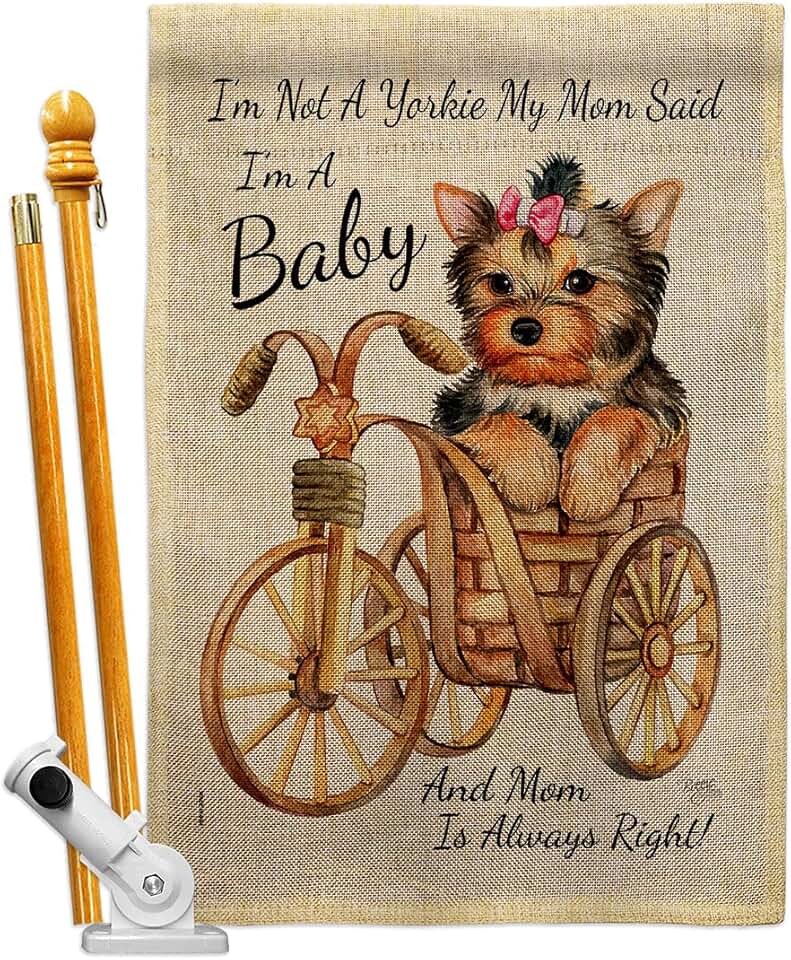 Baby Burlap Dog House Flag Set for Garden or Yard