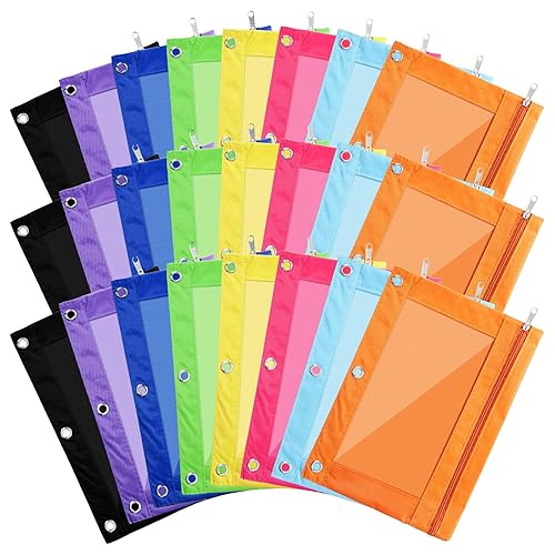 24-Piece Colorful Pencil Pouch Set with Clear Window