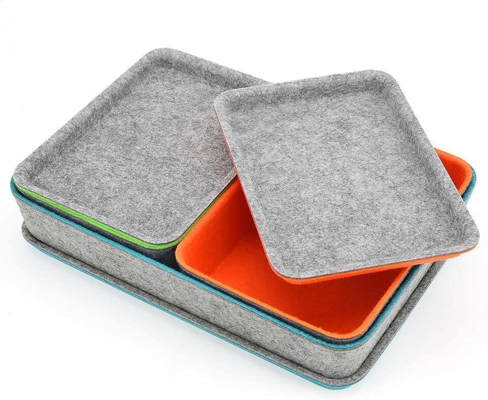 Stackable lidded drawer organizers, 3-pack in orange, green, turquoise