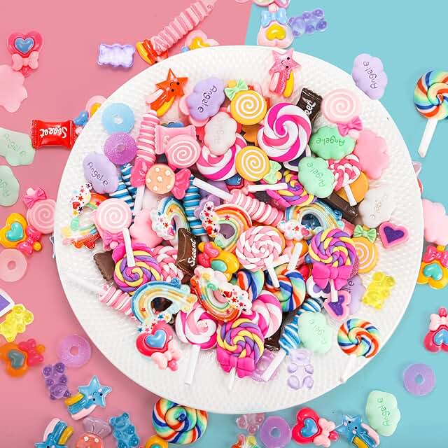 220 Pieces Candy-Shaped Slime and Nail Charms