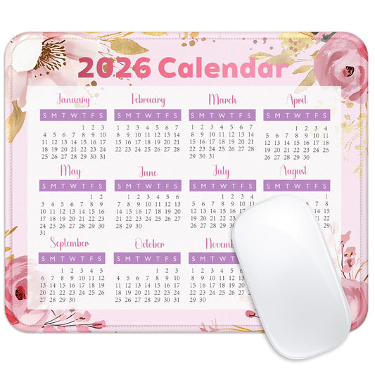 Pink flower calendar mouse pad for daily planning